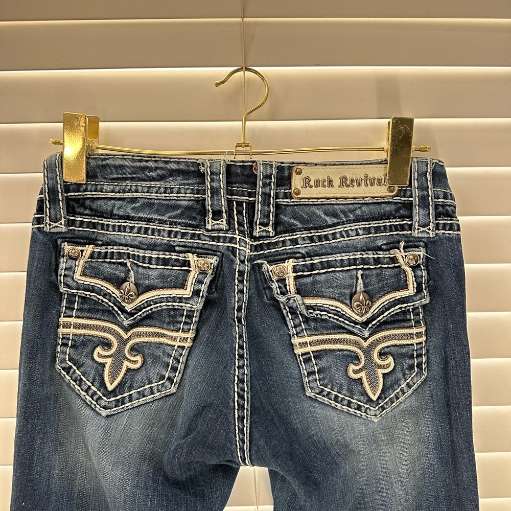 Rock Revival Women's Dark Blue Embroidered Back Pocket Jeans